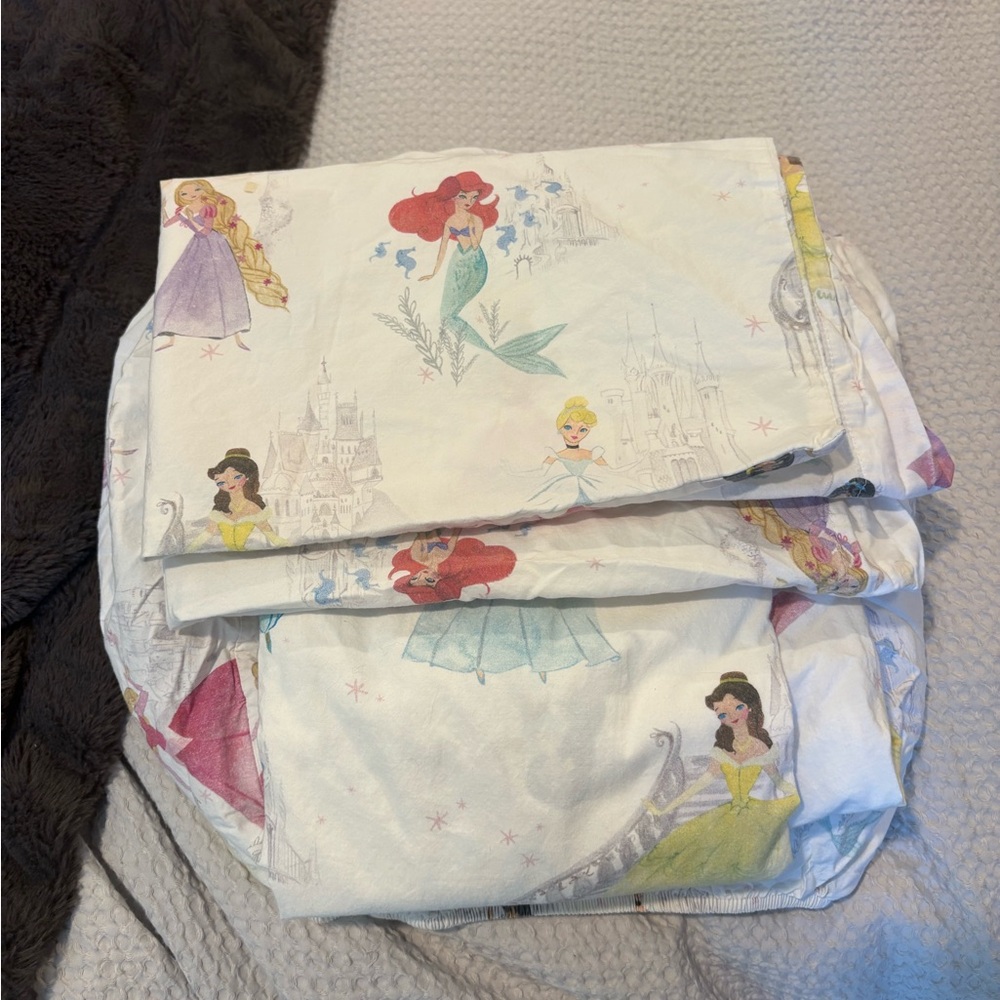 Pottery Barn Kids TWIN Disney Princess Organic Sheet Set